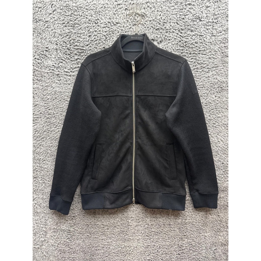 Takeo Kikuchi Faux Suede Stand-Up Full Zip Collar Bomber Jacket Black Men Size 3